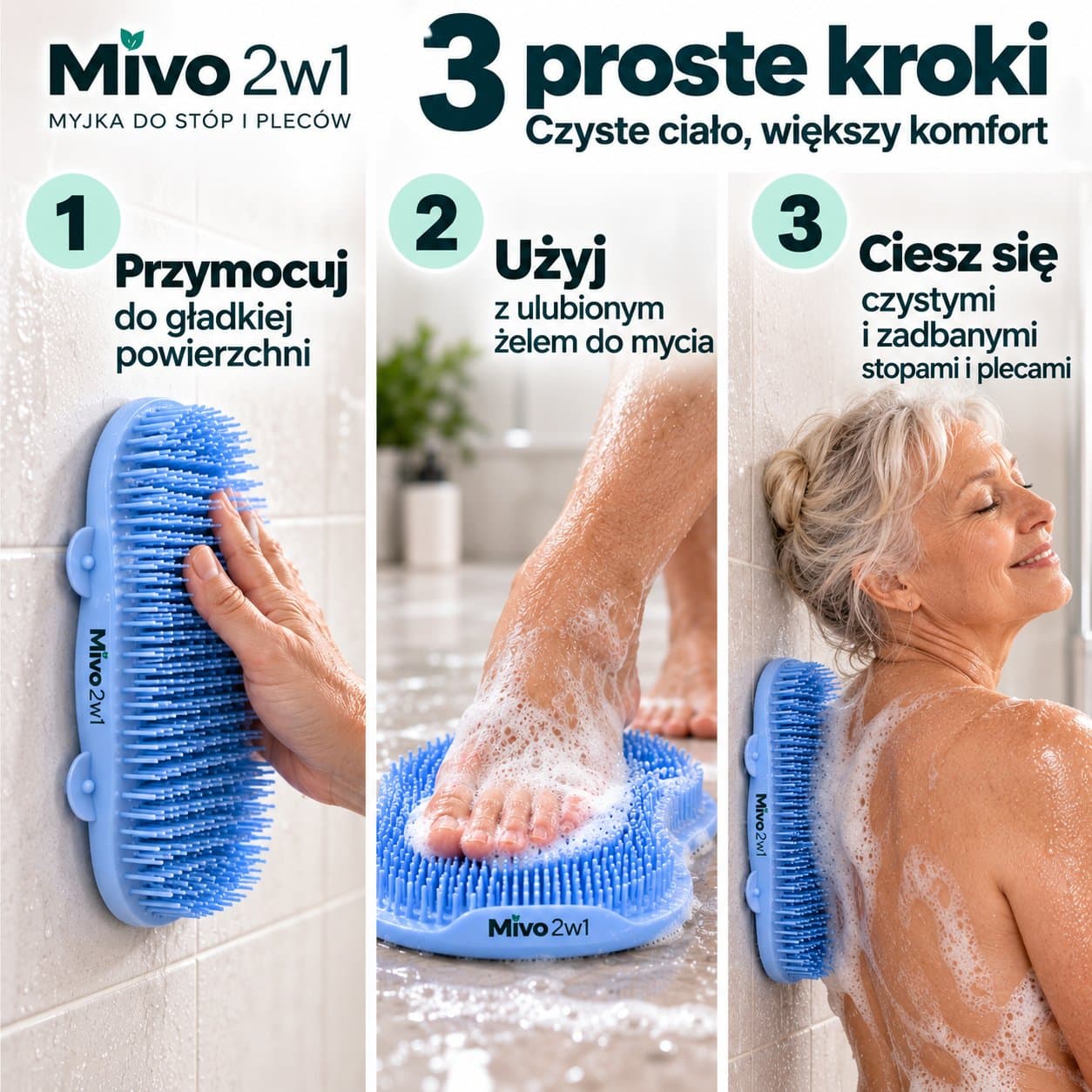 Mivo 2w1 Silikonowa myjka z przyssawkami