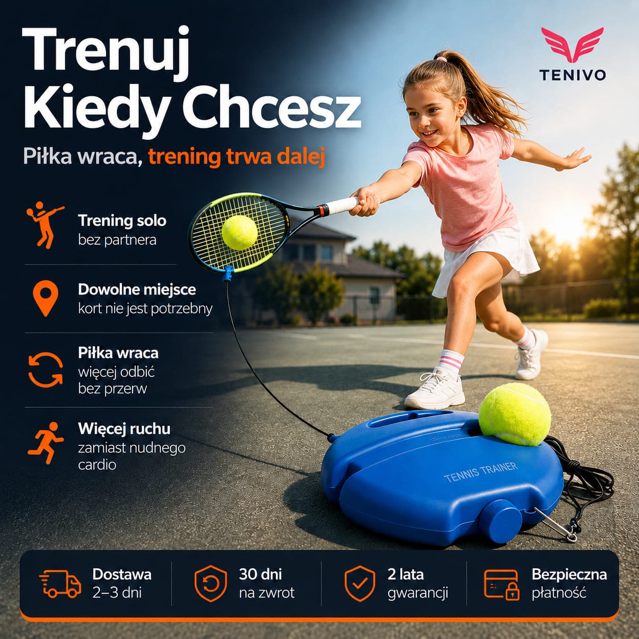 Tenivo - Trenażer Tenisowy do Samodzielnego Treningu Bez Kortu i Partnera