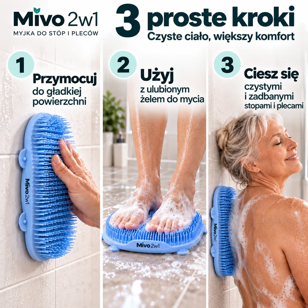Mivo 2w1 Silikonowa myjka z przyssawkami
